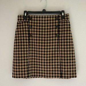 Ann Taylor NWT black-tan plaid cotton skirt 8P